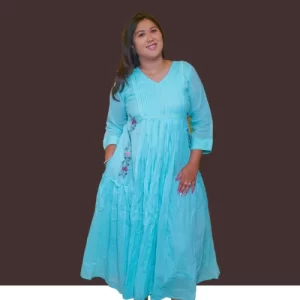 Women Cotton Blue Frok