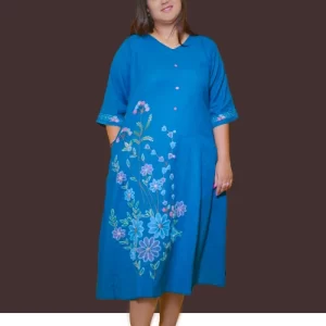 Women Cotton Dark Blue Dress