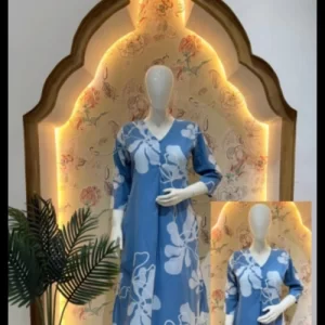 Pure Cotton Designer Blue Co-Ord Suite