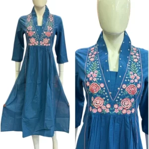 Women Fit and Flare Blue Dress