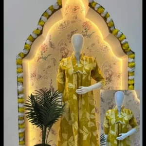 Pure cotton designer yellow Co-Ord Suite