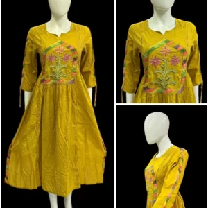Women Fit and Flare Yellow Dress